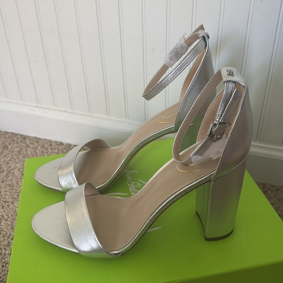 NEW | Sam Edelman Silver Block Heel Sandals | W 10M - Picture 5 of 9